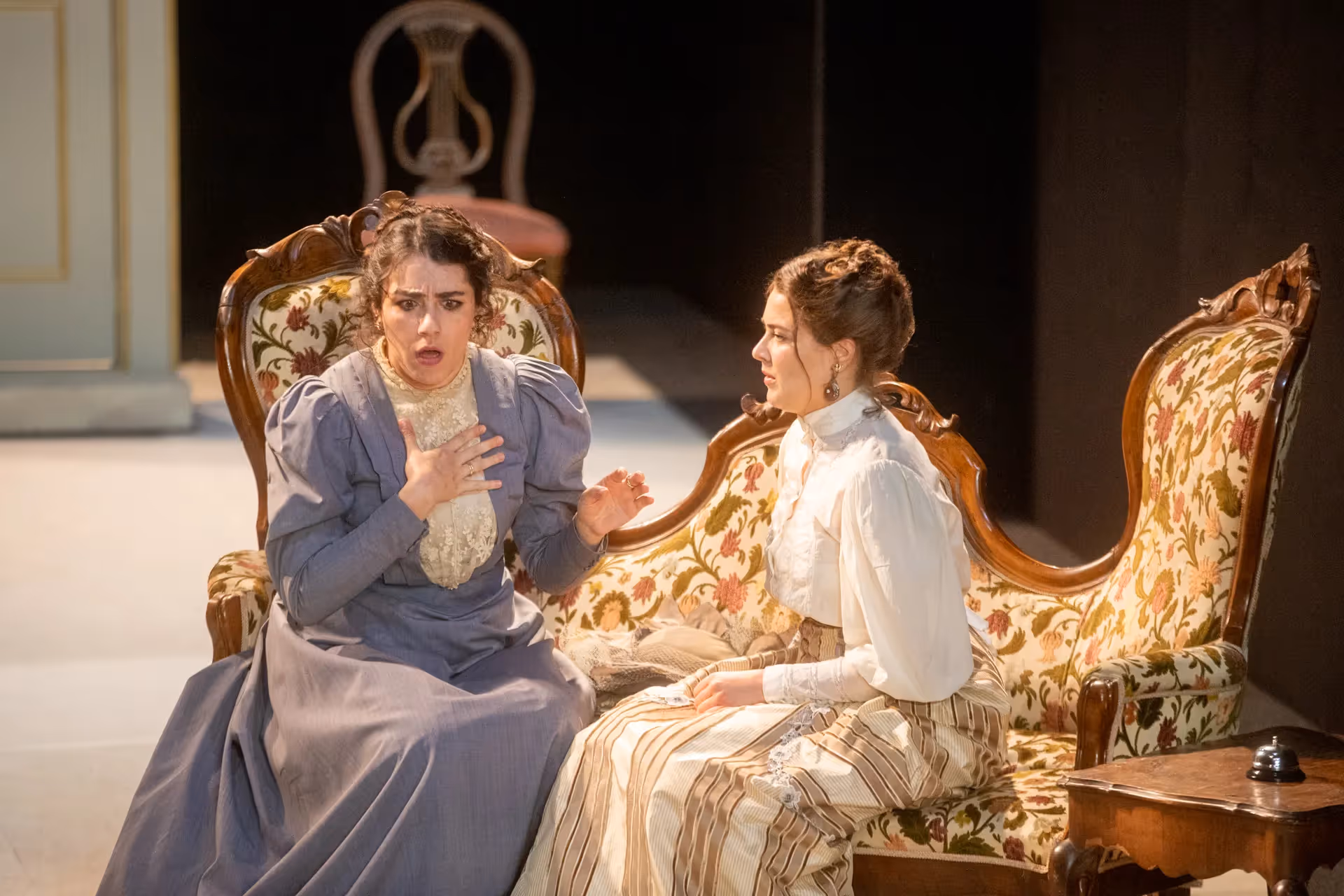 Festival di Spoleto theatrical performance with dramatic actresses in period costumes
