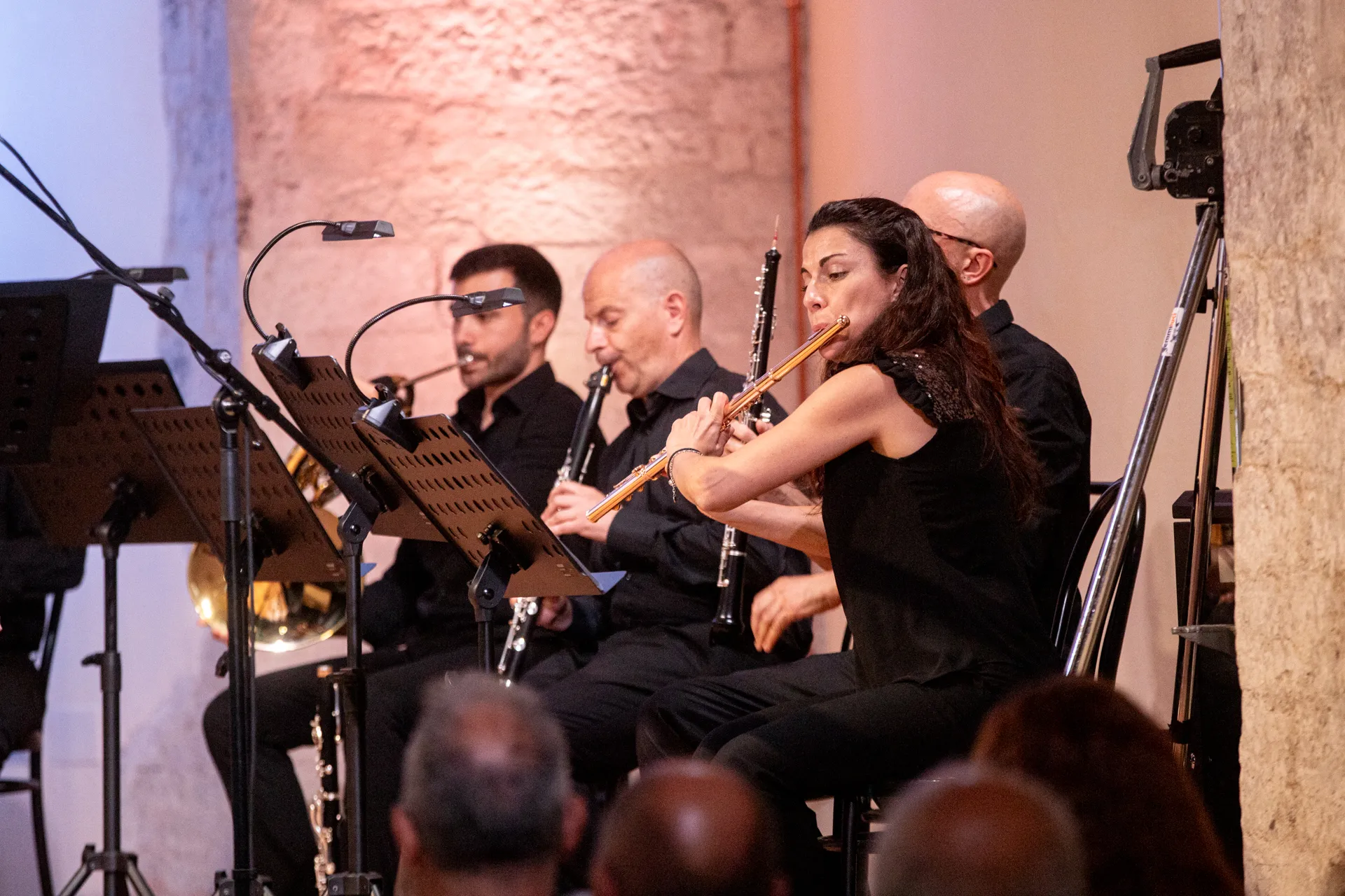 Musicians perform at Festival di Spoleto, playing woodwind instruments together