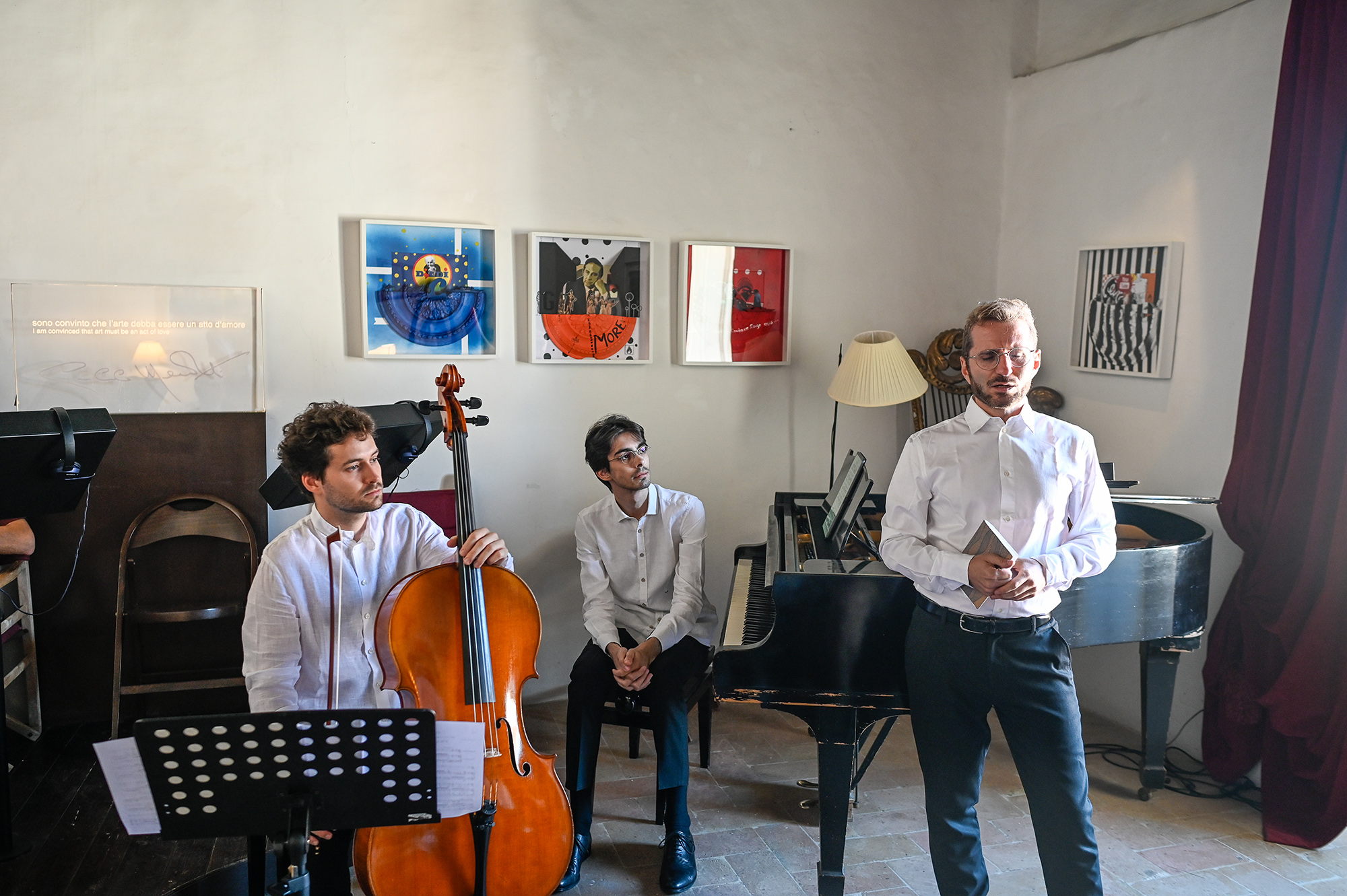 Musicians prepare for performance at Festival di Spoleto cultural event