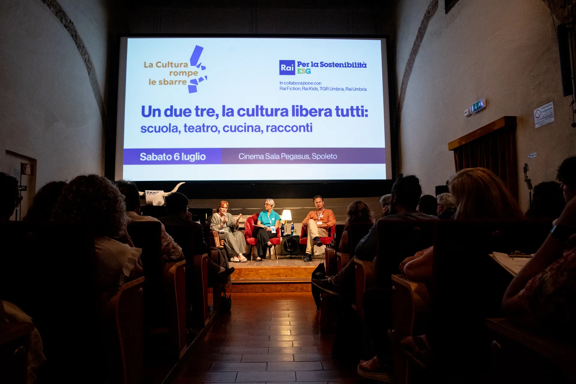 Festival di Spoleto cultural panel at Cinema Sala Pegasus discussing culture and society