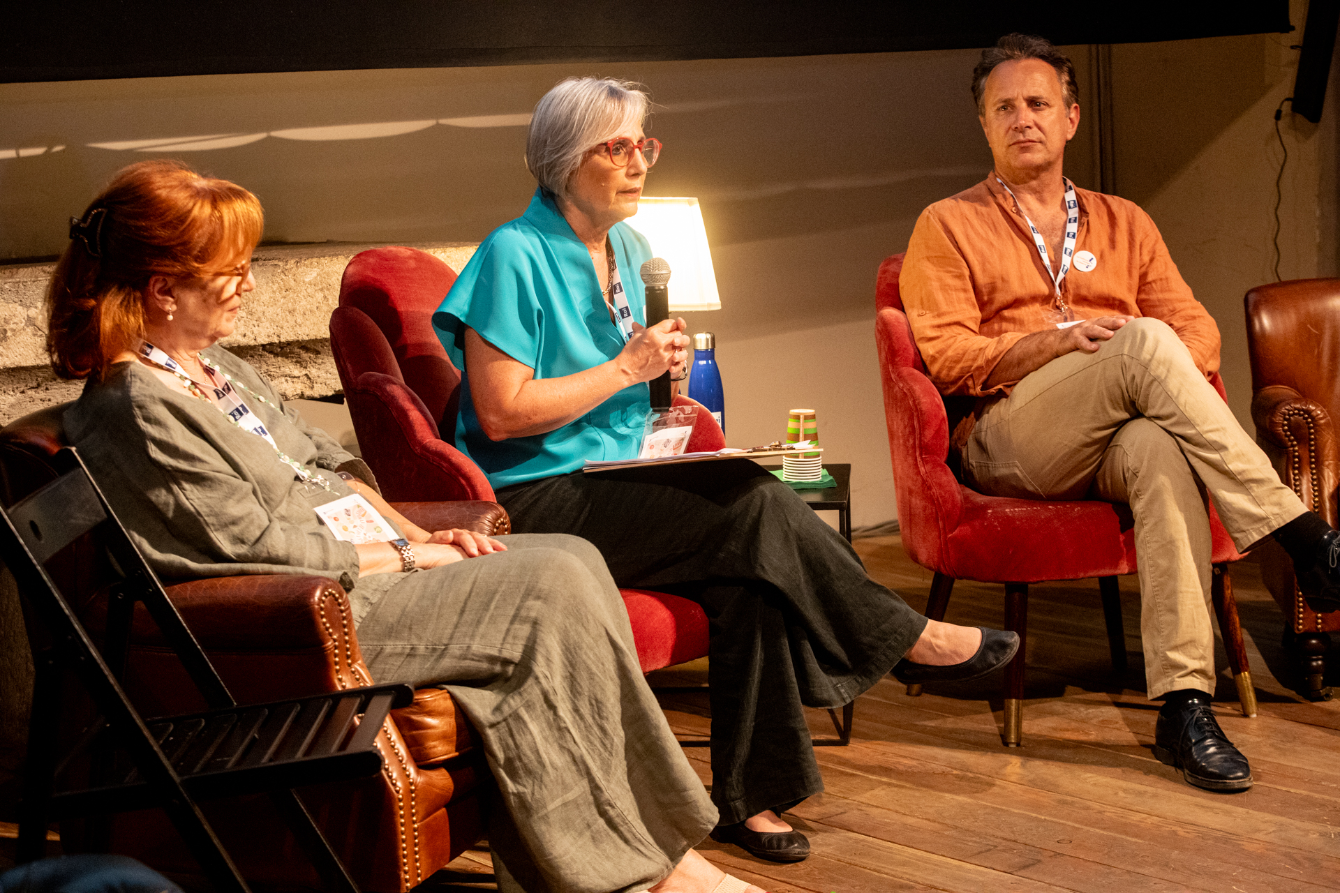 Three panelists discuss at Festival di Spoleto cultural event
