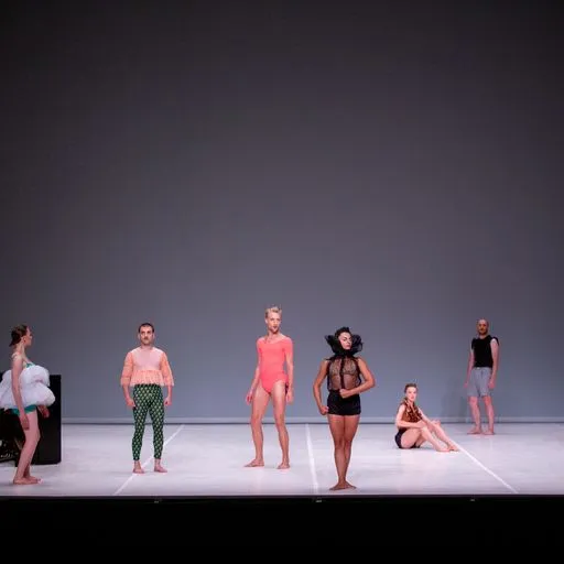 Performer in scena al Festival di Spoleto, danzatori in posa minimale