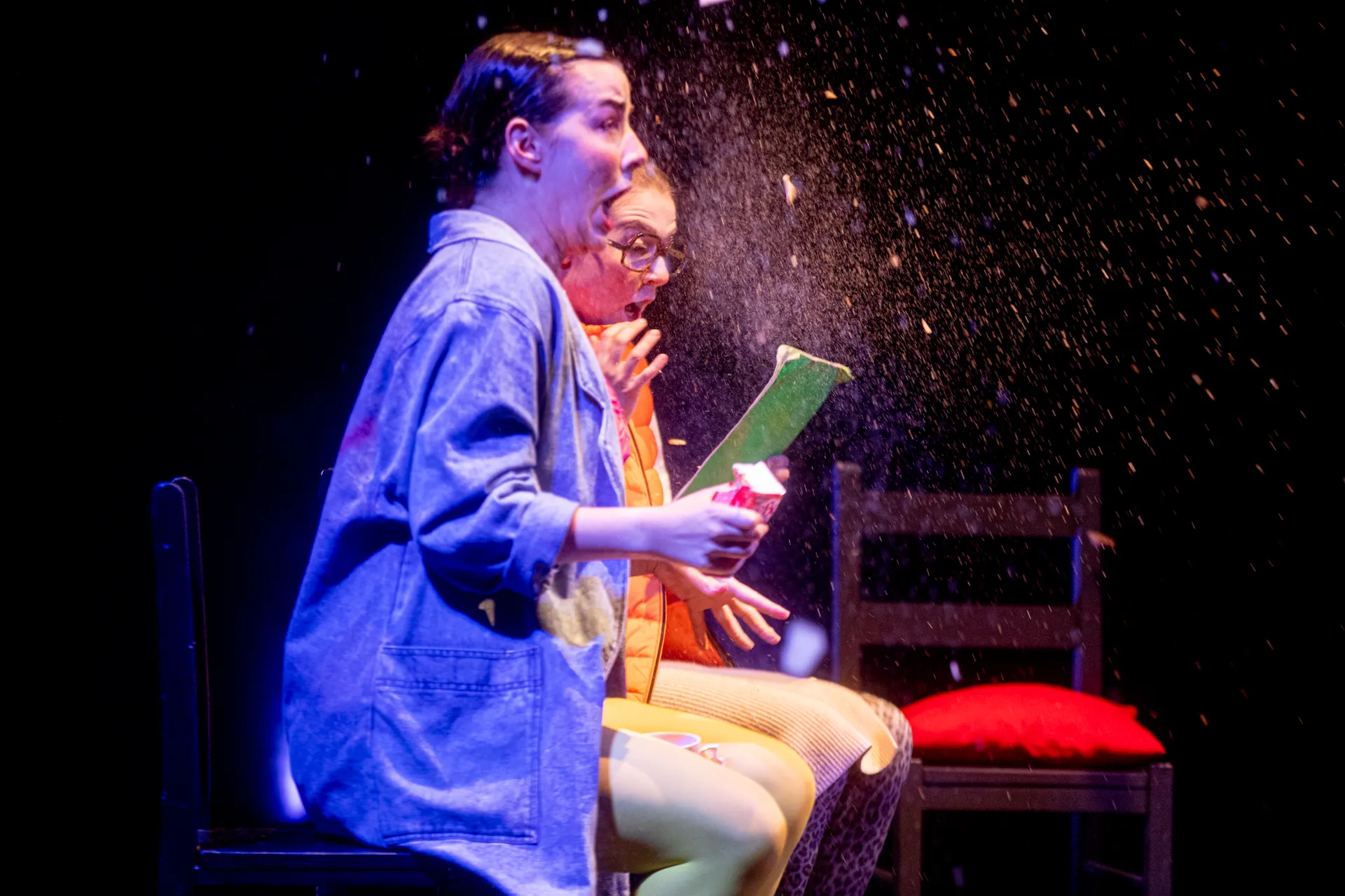 Festival di Spoleto performance with dramatic spray and theatrical lighting