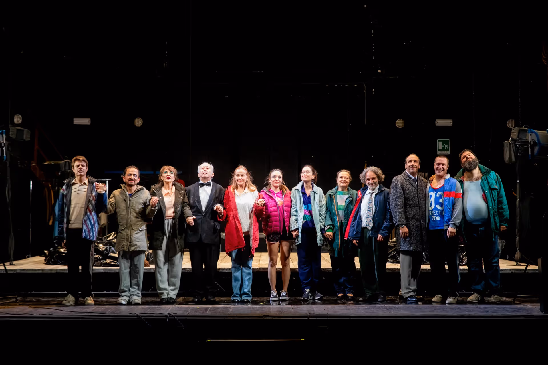 Diverse cast on stage at Festival di Spoleto theatrical performance