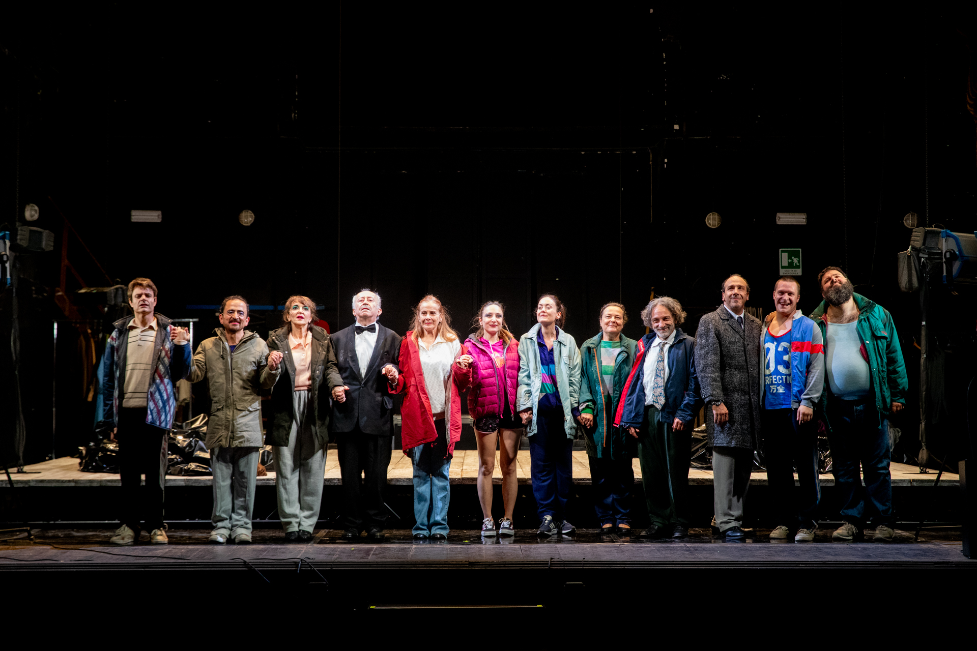 Diverse cast on stage at Festival di Spoleto theatrical performance