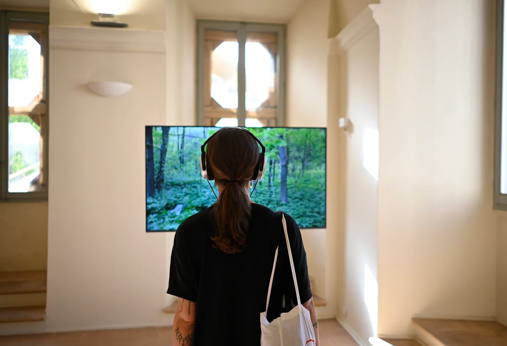 Festival di Spoleto exhibit showcasing forest video art installation