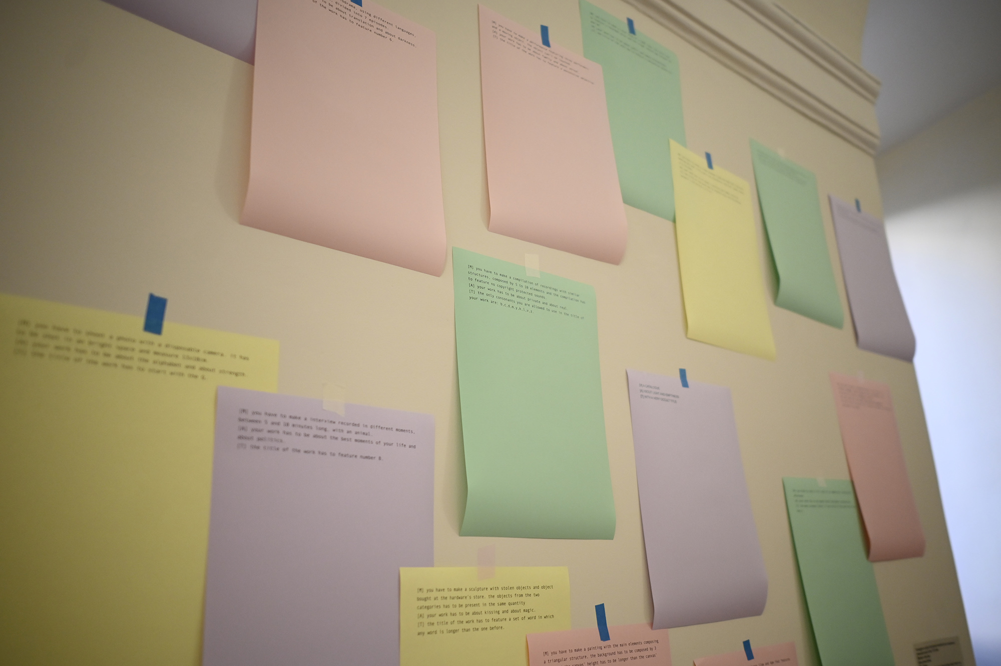 Colorful papers with text at Festival di Spoleto event display