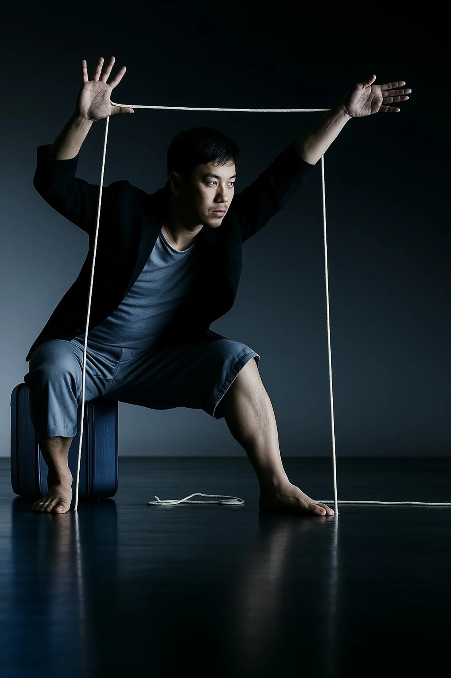 Performer demonstrating artistic movement at Festival di Spoleto performance