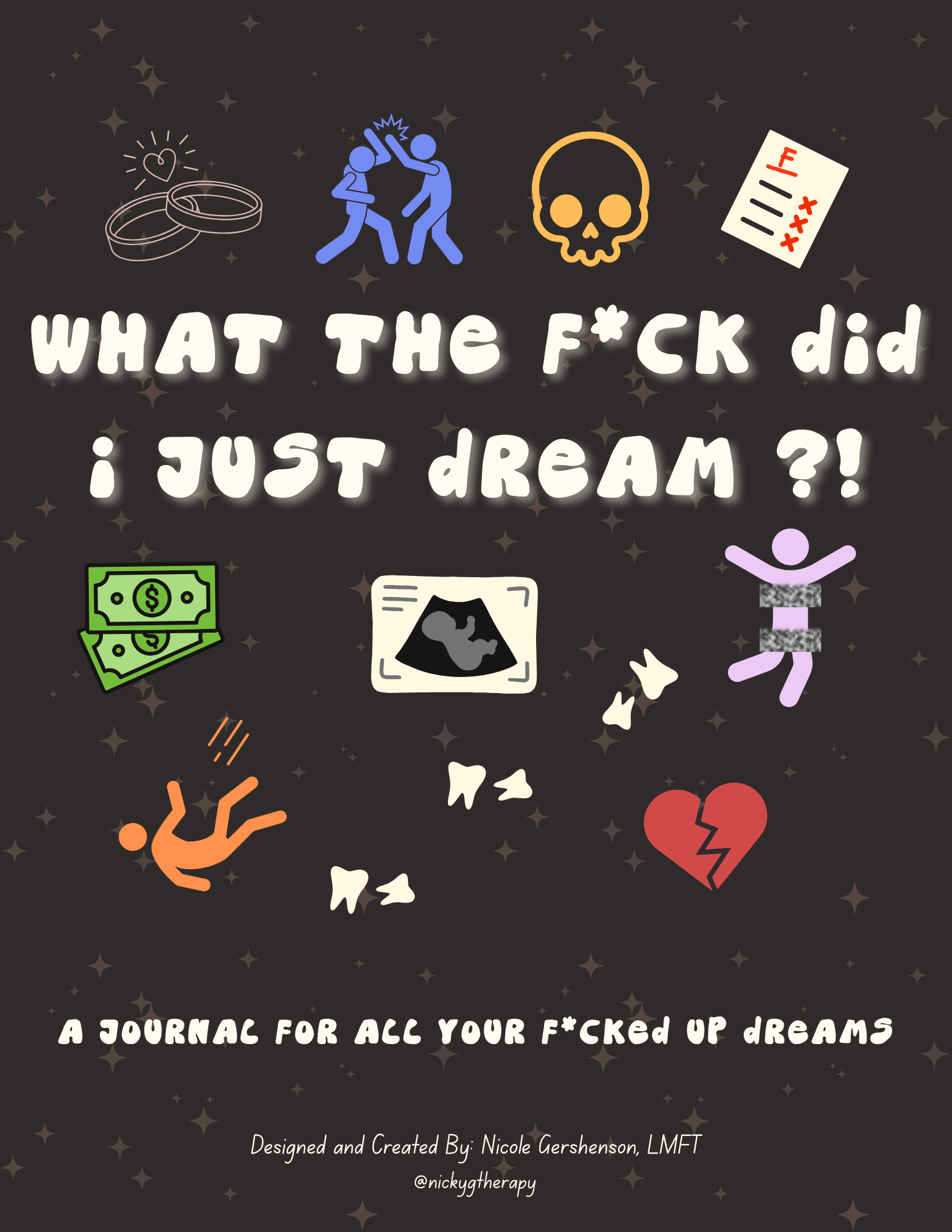 Dream journal cover image for a mental health blog exploring growing up with a parent with an intellectual disability, trauma, shame, emotional release, emetophobia, and dream symbolism.
