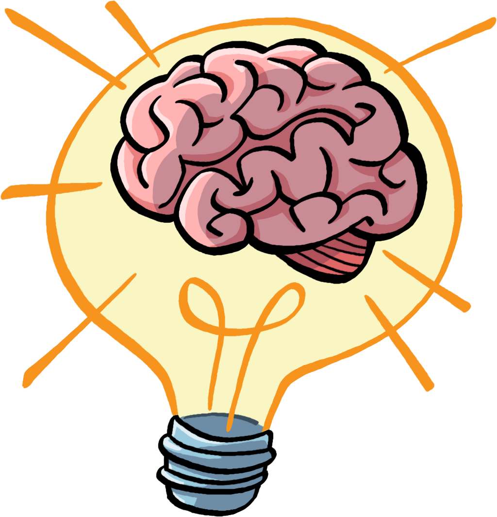 A lightbulb with a brain inside. 