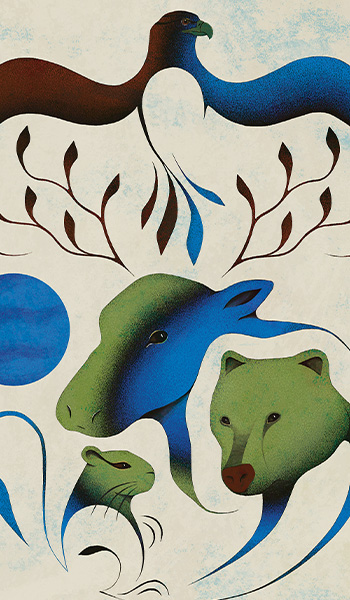 Anishinaabe style illustrations depicting local animals