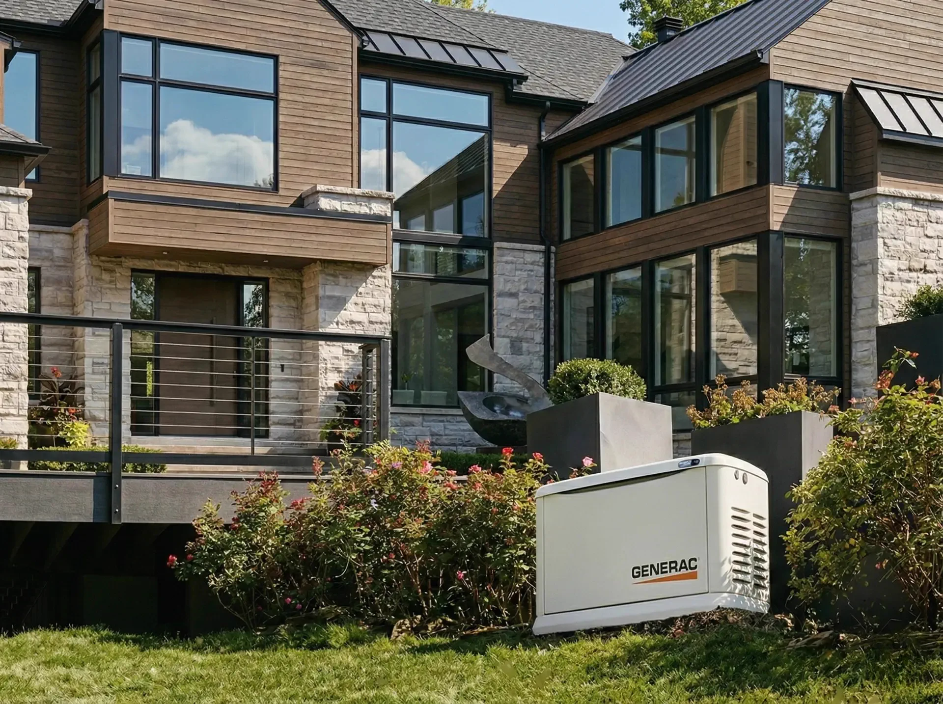 Maison moderne à Blainville avec façade en pierre et bois