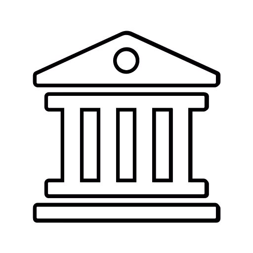 Minimalist icon of a classical government or museum building