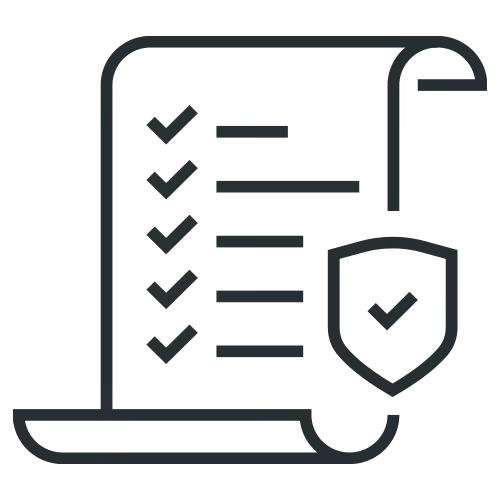 checklist on a scroll with a security shield icon - illustration