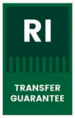 Green and white Transfer Guarantee logo with RI letters