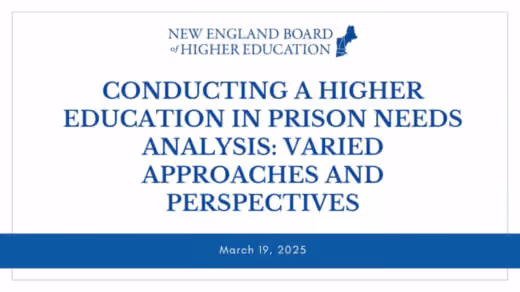 New England Board of Higher Education report on prison education needs analysis