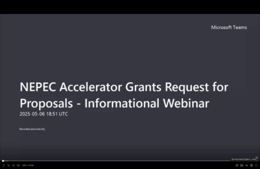 NEPEC Accelerator Grants Request webinar title slide on Microsoft Teams