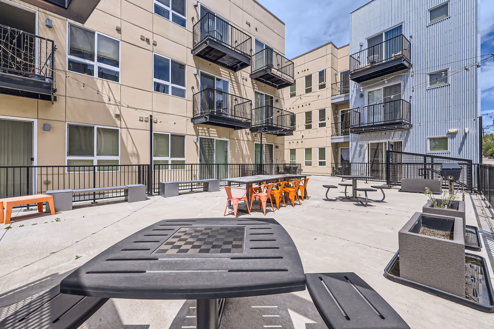 Exterior of apartment building