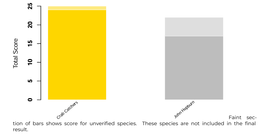 Bar chart displaying the points of each team in the Bioblitz