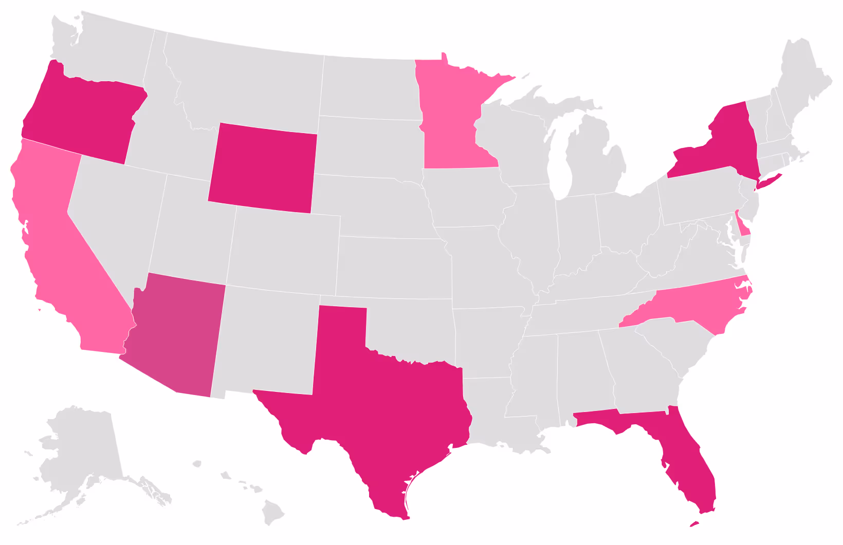 Map of US showing where benefiaries live
