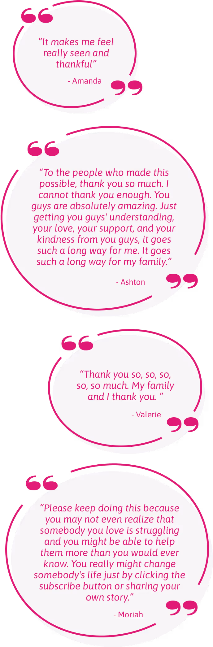 Image with 4 thank you quotes for mobile