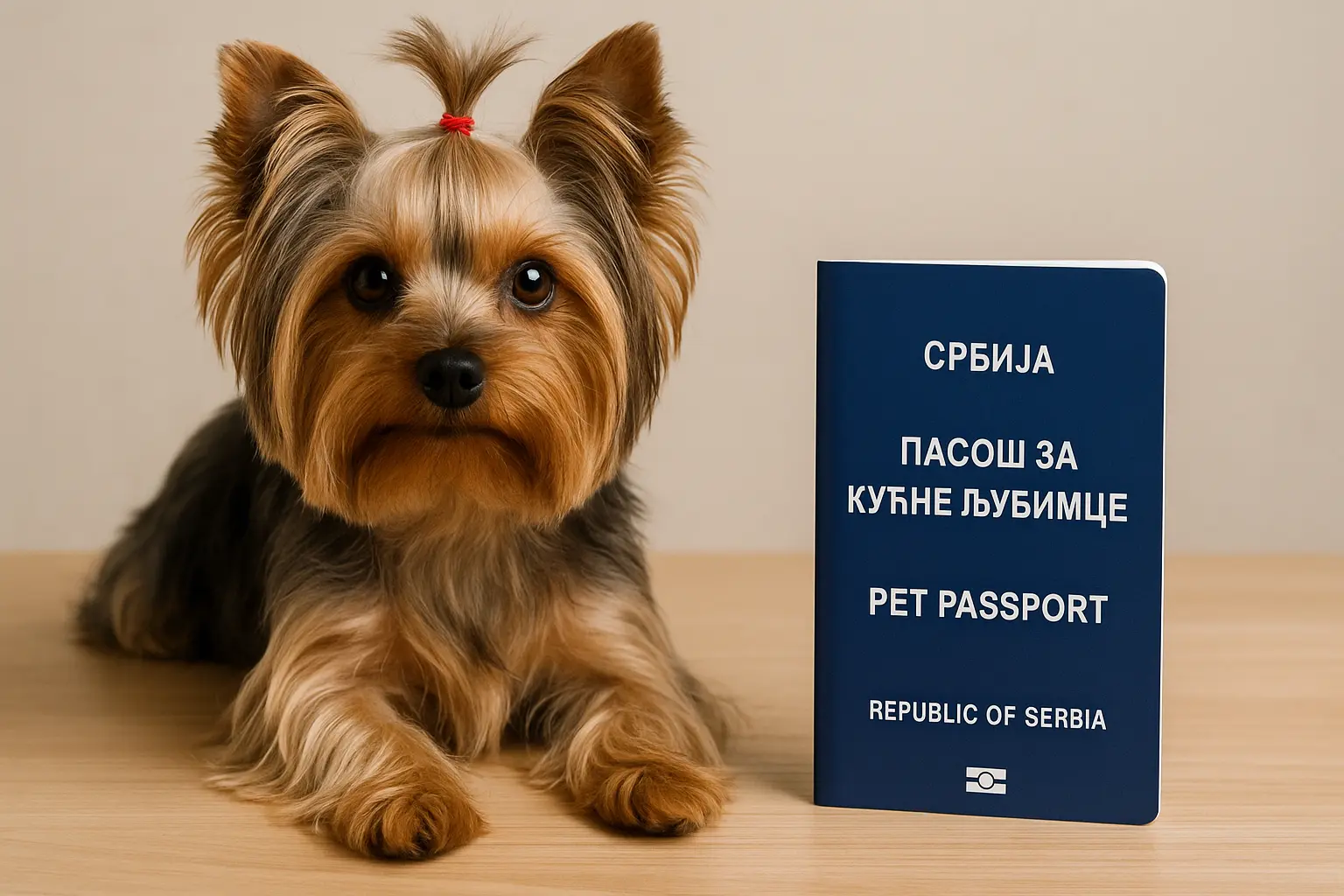 Jorkširski terijer sa pasošem za pse