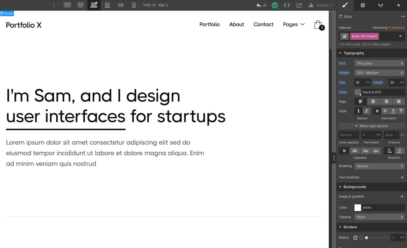 Typography - Portfolio X Webflow Template