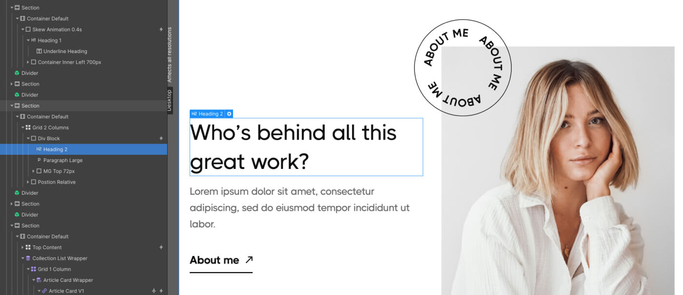 Static Content - Portfolio X Webflow Template