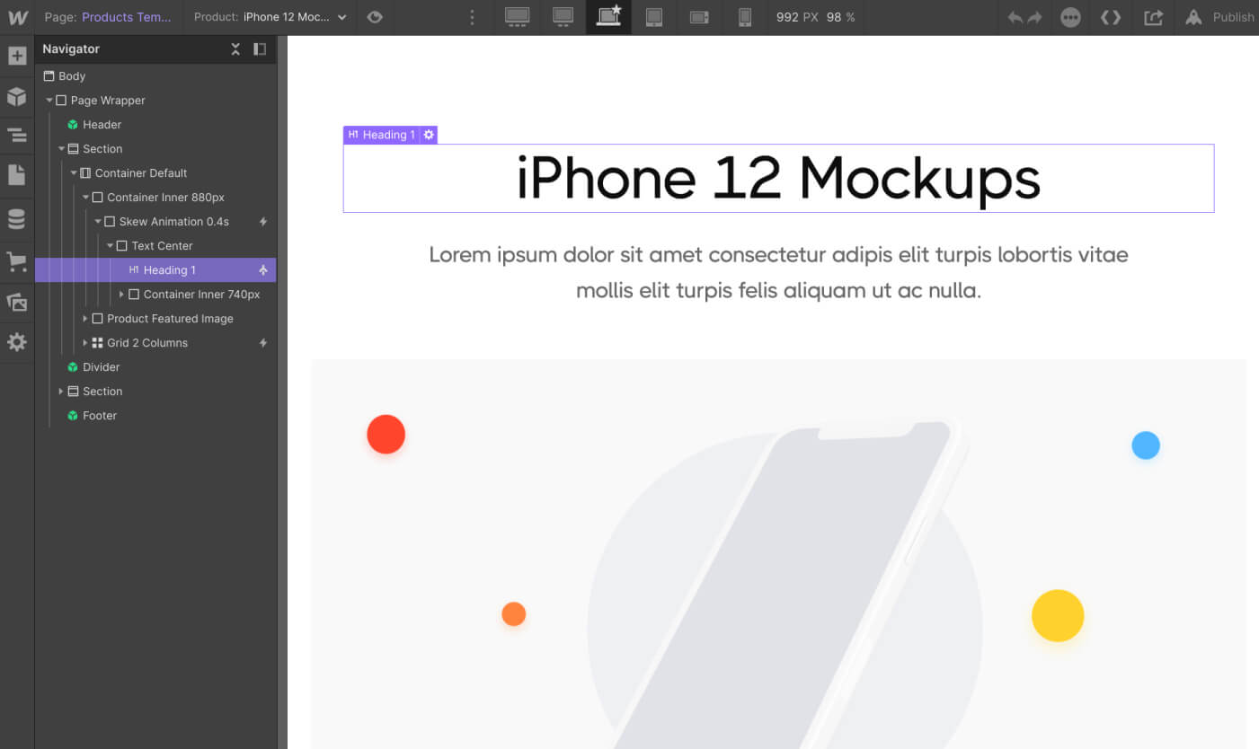 eCommerce Page - Portfolio X Webflow Template