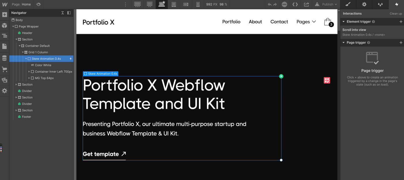 Animations - Portfolio X Webflow Template