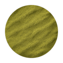 Vibrant green barley grass powder finely ground into a smooth, soft-textured circular mound on a neutral background