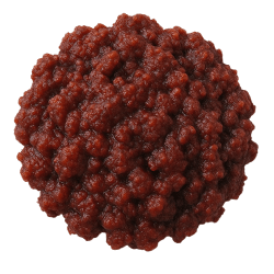 Chunky, dark red minced kangaroo offal with a moist, coarse texture, suitable for dog food or healthy dog treats