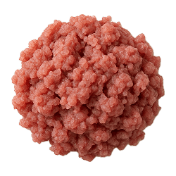 Freshly ground roasted duck, pinkish-brown with a moist, crumbly texture, ideal for nutritious dog food recipes