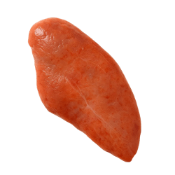 Fresh salmon liver with a glossy orange surface and natural marbling, ideal for dog nutrition and healthy treats