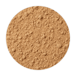 Ground salmon bone powder in a light brown, slightly coarse, crumbly pile on a plain background