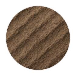 Fine brown powder with a slightly textured surface, showing iron proteinate supplement for dog health