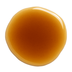 Smooth, glossy light brown drop of vanilla flavour with visible specks, used in dog treats and supplements
