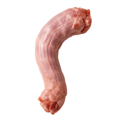 Raw turkey neck with pink flesh, visible bone and natural texture, ideal for dog treats and nutrition