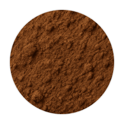 Fine brown propolis powder with a slightly grainy texture, displayed in a circular mound on a plain background