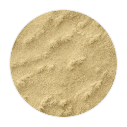 Fine, light beige green banana powder in a soft, slightly clumpy mound on a plain surface