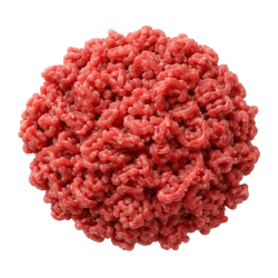 Fresh minced beef muscle meat, bright red with a coarse, moist texture, suitable for healthy dog food recipes