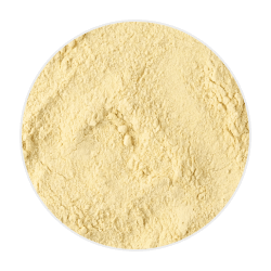 Pale yellow folacin powder in a smooth, fine-textured mound on a plain background
