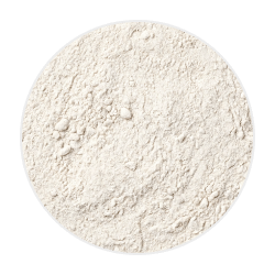Fine off-white Siliphos® powder with a smooth, slightly grainy texture, commonly used in dog health supplements