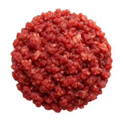 Freshly ground venison meat, rich red with a coarse, moist texture, ideal for healthy dog food recipes