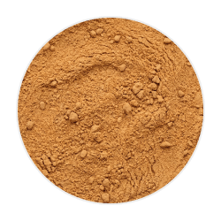 Caramel powder in a light brown, slightly grainy mound, displayed for use in Australian dog health products