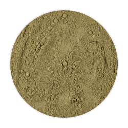 Light brown Muntries Powder in a fine, slightly clumpy mound on a plain background, highlighting its texture and colour