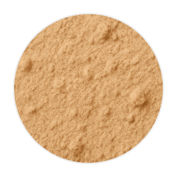 Fine, light brown powder of natural duck flavour with a soft, slightly grainy texture used in dog food ingredients