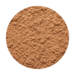 Fine, light brown ground pork bone powder in a soft, crumbly pile on a plain background