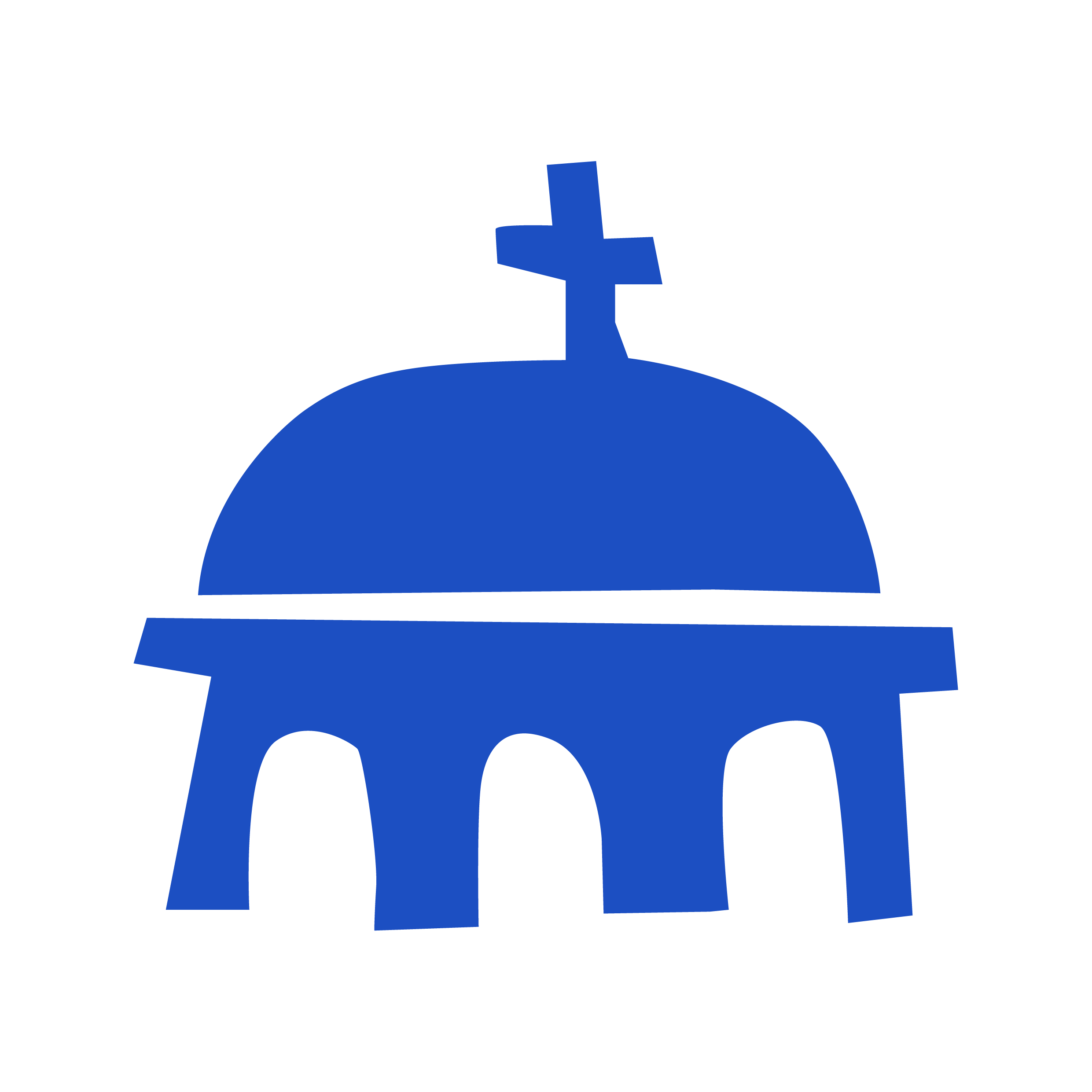 a stylized representation of a church, commonly associated with the iconic architecture found in Santorini, Greece