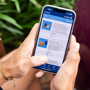 a photo of a hand ordering via the yiros shop app